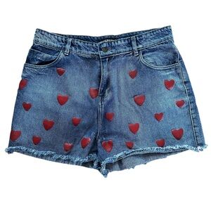 Sassafras Heart-Print Denim Shorts – Women’s L